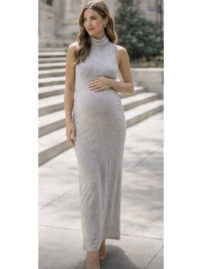 BUMPSUIT The Serena Maternity Maxi Dress in Heathered Gray Small Minimalist